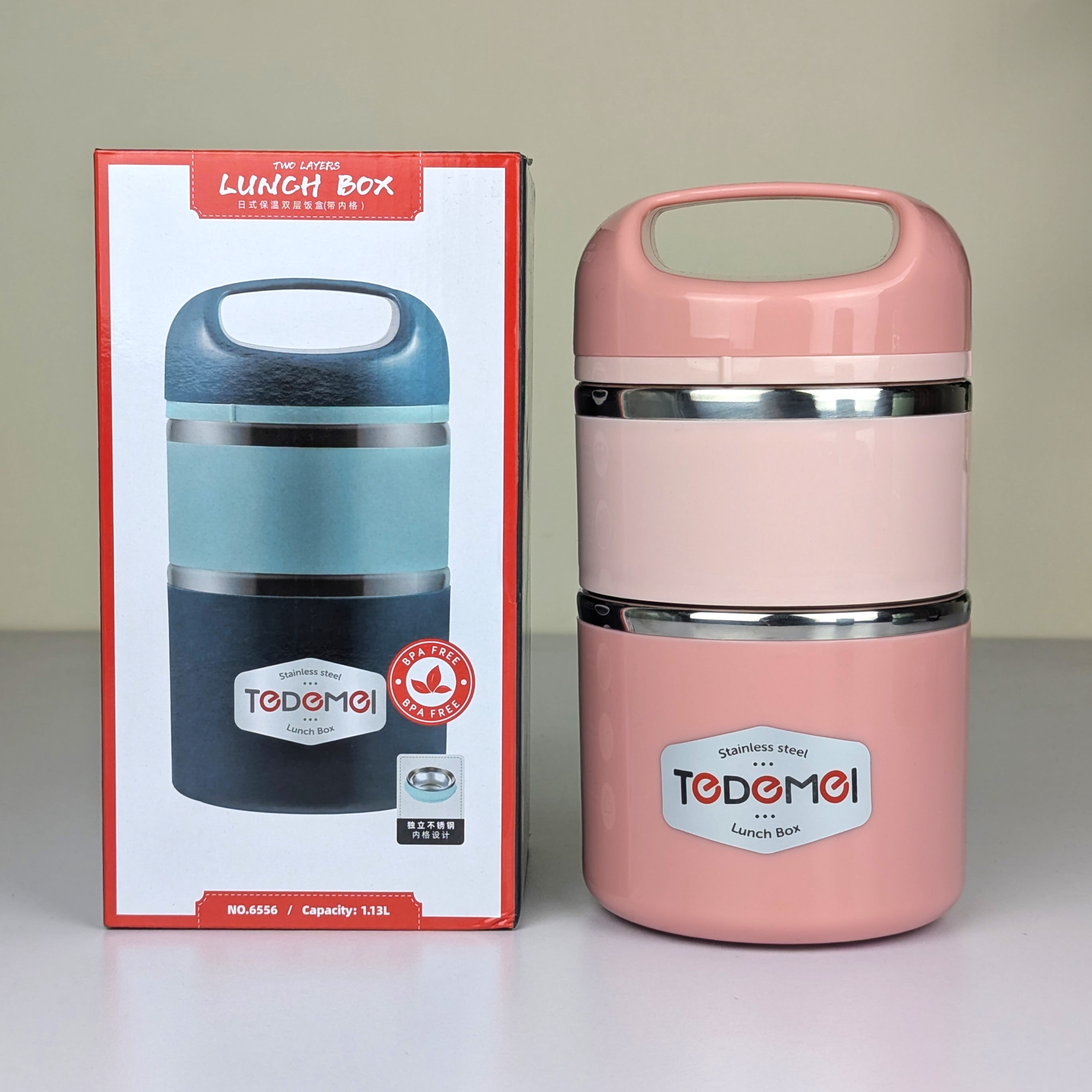2.5 Layer 1.13L Stainless Steel Lunch Box – Leak-Proof, BPA-Free Airtight Tiffin Box with Handle for Office, School & Travel