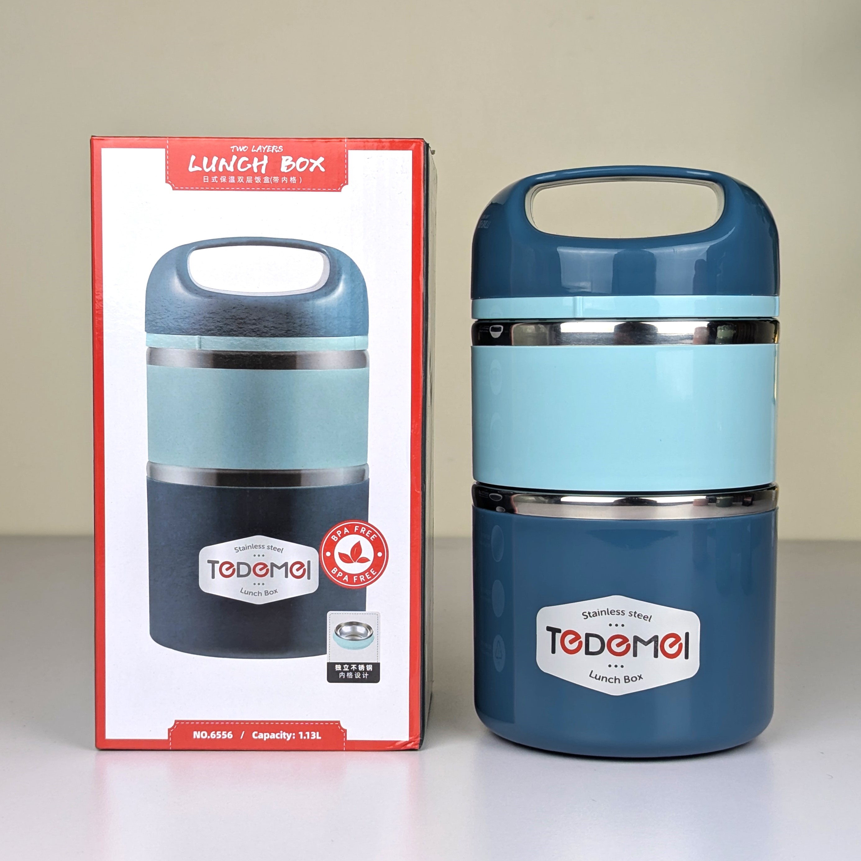 2.5 Layer 1.13L Stainless Steel Lunch Box – Leak-Proof, BPA-Free Airtight Tiffin Box with Handle for Office, School & Travel