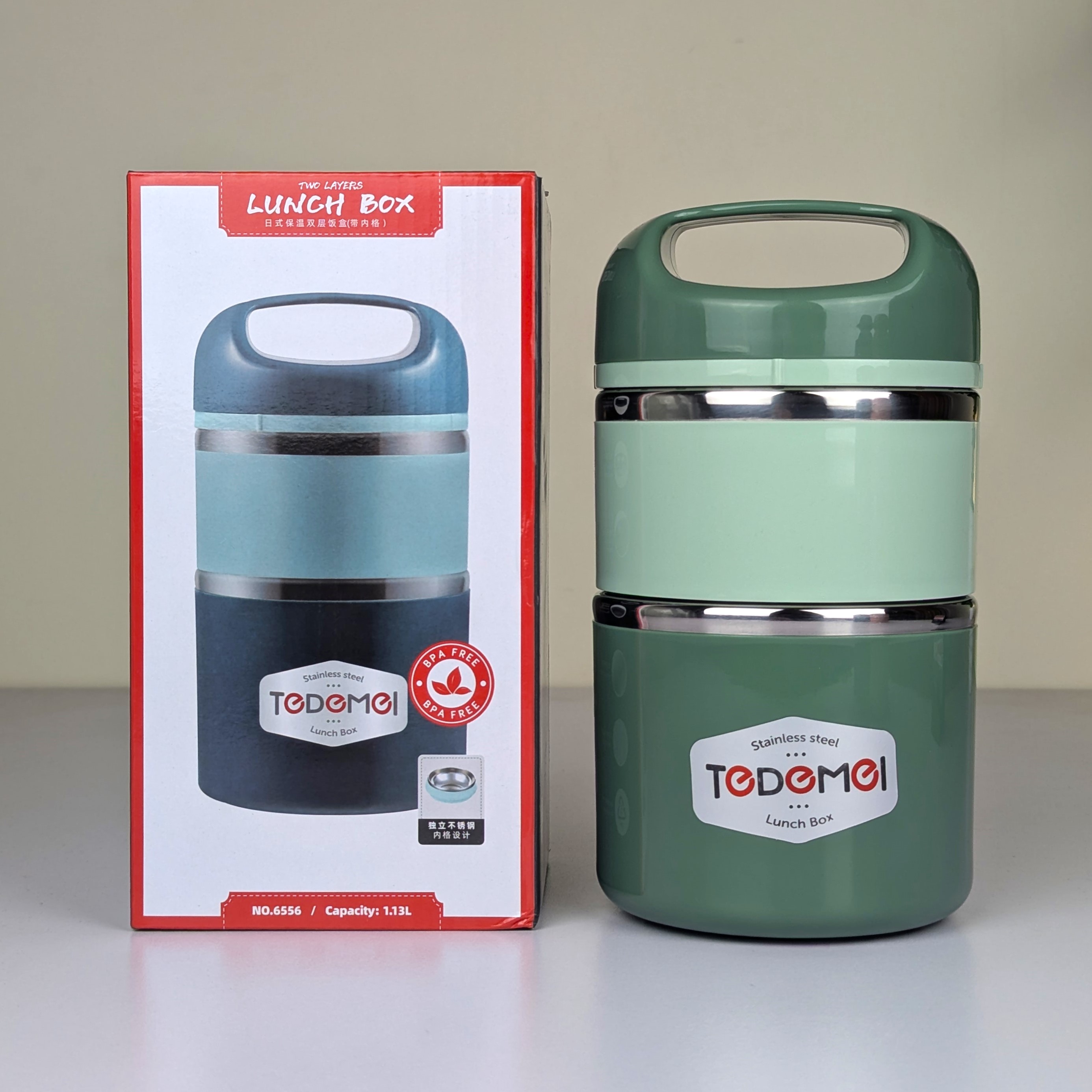 2.5 Layer 1.13L Stainless Steel Lunch Box – Leak-Proof, BPA-Free Airtight Tiffin Box with Handle for Office, School & Travel