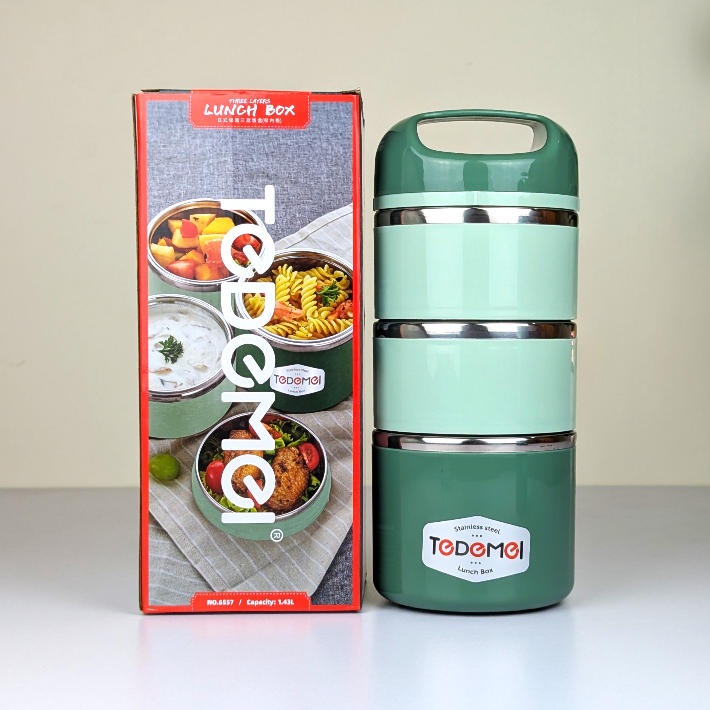3.5 Layer 1.43L Stainless Steel Lunch Box – Leak-Proof, BPA-Free Airtight Tiffin Box with Handle for Office, School & Travel