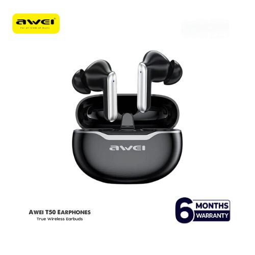 Awei T50 True Wireless Earbuds – Bluetooth 5.3 TWS with 13mm Drivers, 4-Mic ENC Noise Cancellation, IPX6 Waterproof & 25H Battery