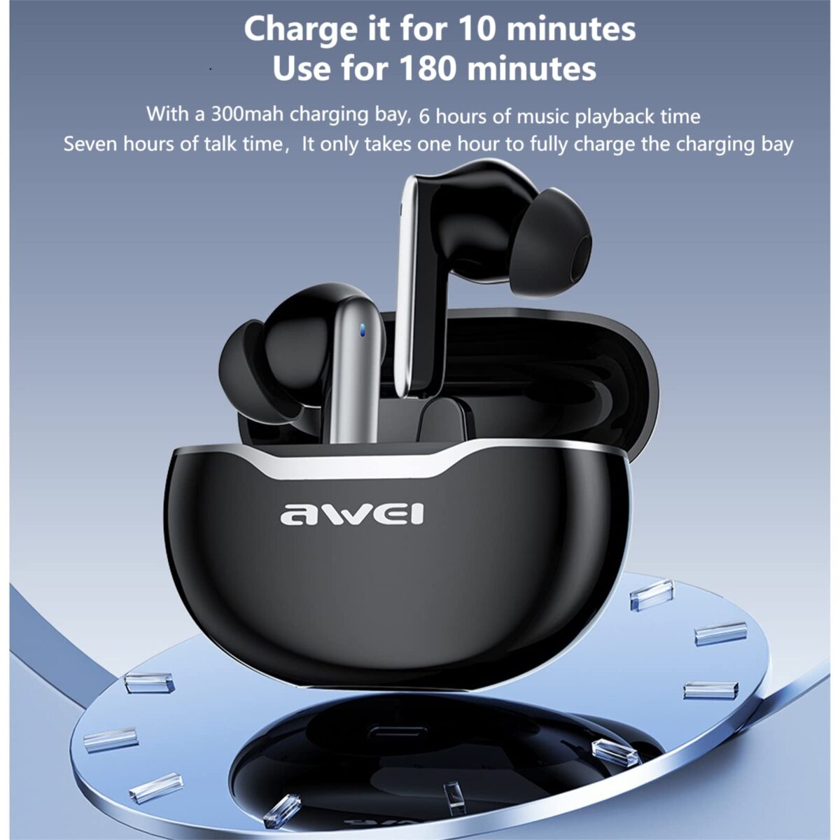 Awei T50 True Wireless Earbuds – Bluetooth 5.3 TWS with 13mm Drivers, 4-Mic ENC Noise Cancellation, IPX6 Waterproof & 25H Battery