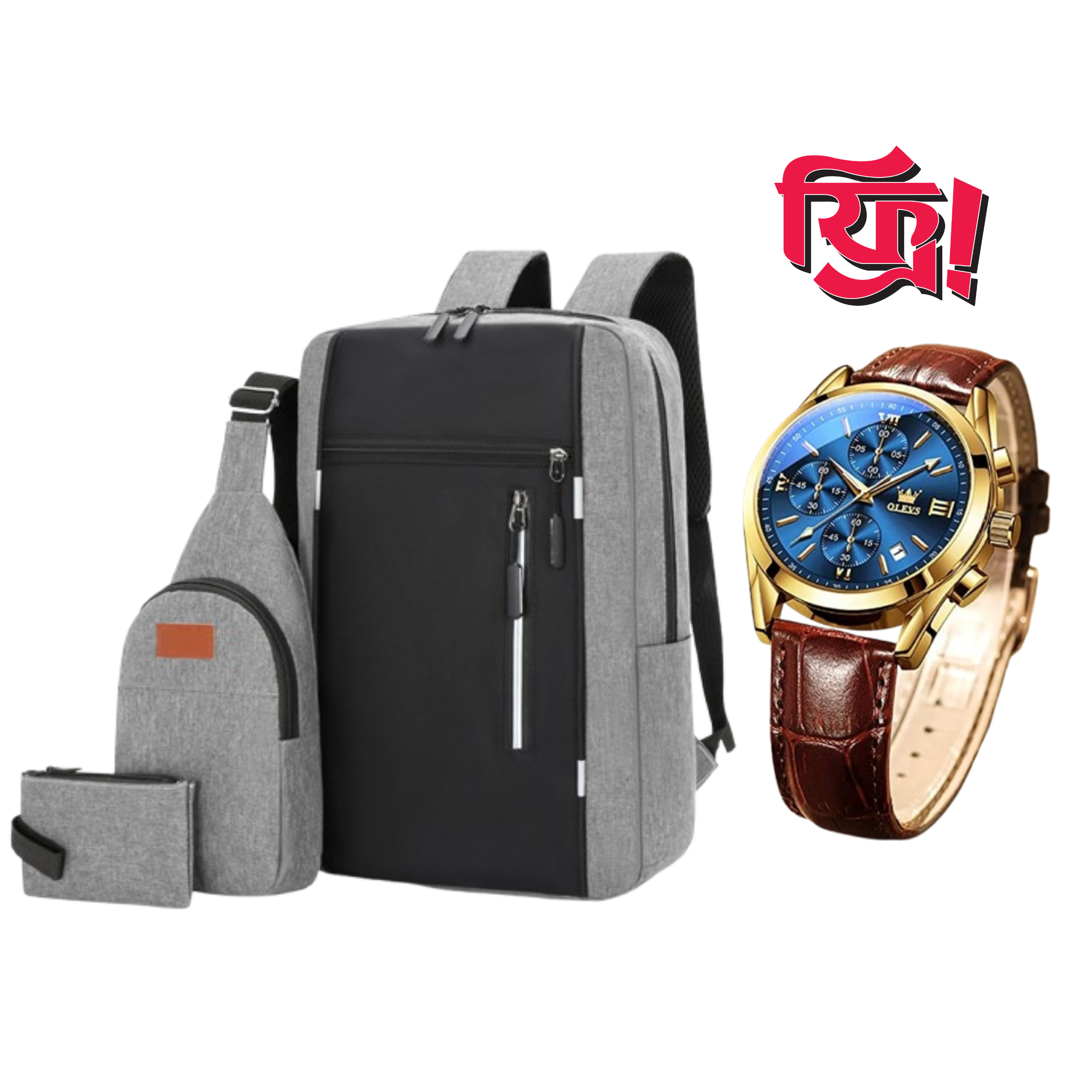 Exclusive 3-in-1 Women's Bag Combo Set + Free Olive Brand Watch – Premium Multi-Piece Pack Including Spacious Backpack, Trendy Crossbody Sling Bag & Daily Wallet for Travel & Casual Use