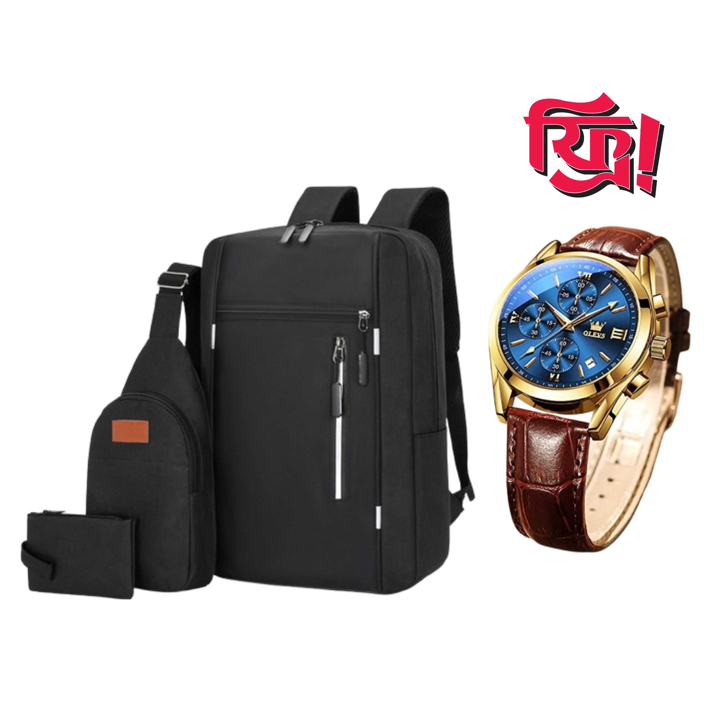 Exclusive 3-in-1 Women's Bag Combo Set + Free Olive Brand Watch – Premium Multi-Piece Pack Including Spacious Backpack, Trendy Crossbody Sling Bag & Daily Wallet for Travel & Casual Use