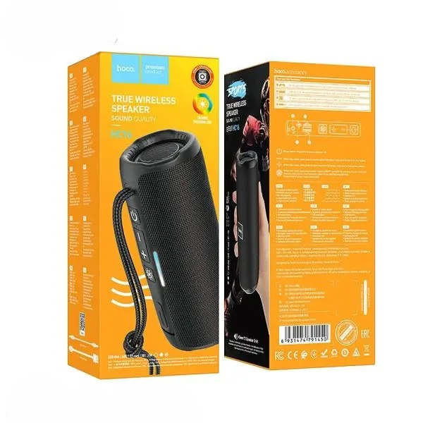 Hoco HC16 True Wireless Portable Bluetooth Speaker – 10W Stereo Sound, RGB Breathing Light, 1200mAh Battery, TF/USB/AUX Support & IPX4 Water-Resistant