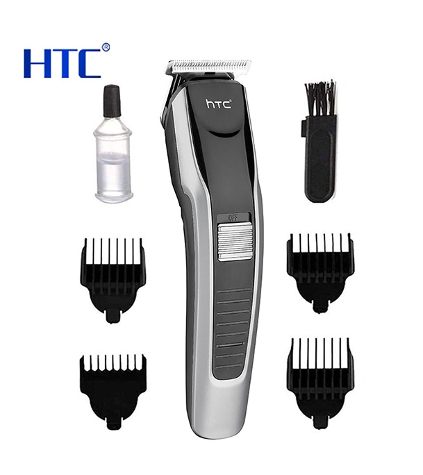 Original HTC AT-538 Rechargeable Hair & Beard Trimmer for Men – Cordless Grooming Kit with Dual Battery Support, 4 Guide Combs & Charging Indicator