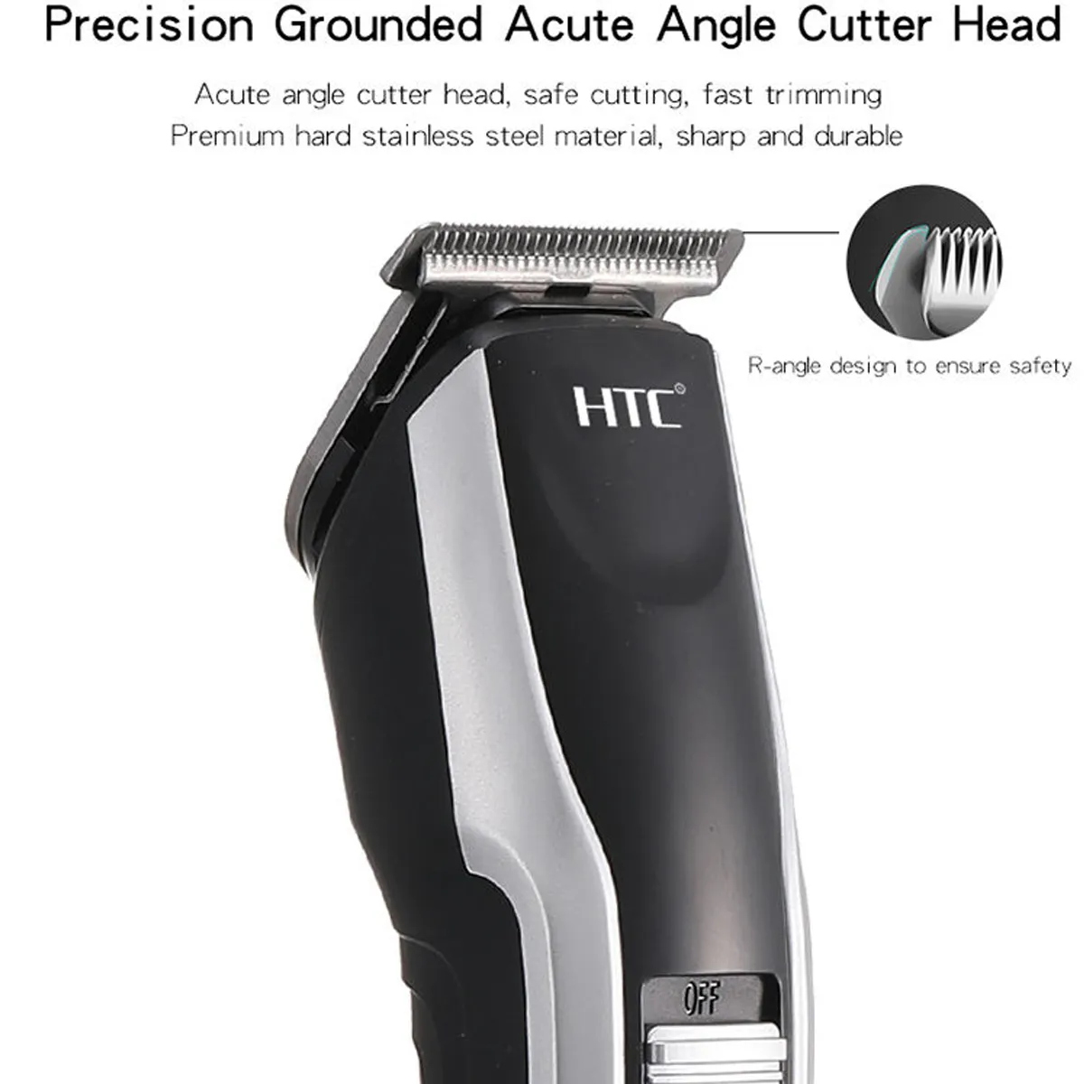 Original HTC AT-538 Rechargeable Hair & Beard Trimmer for Men – Cordless Grooming Kit with Dual Battery Support, 4 Guide Combs & Charging Indicator