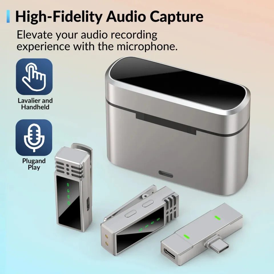 Jmary MW-15 2.4G Dual Wireless Lavalier Microphone – Type-C Plug & Play Mic with 48H Battery Charging Case, 20M Range & Low Latency for Mobile Vlogging & Interviews