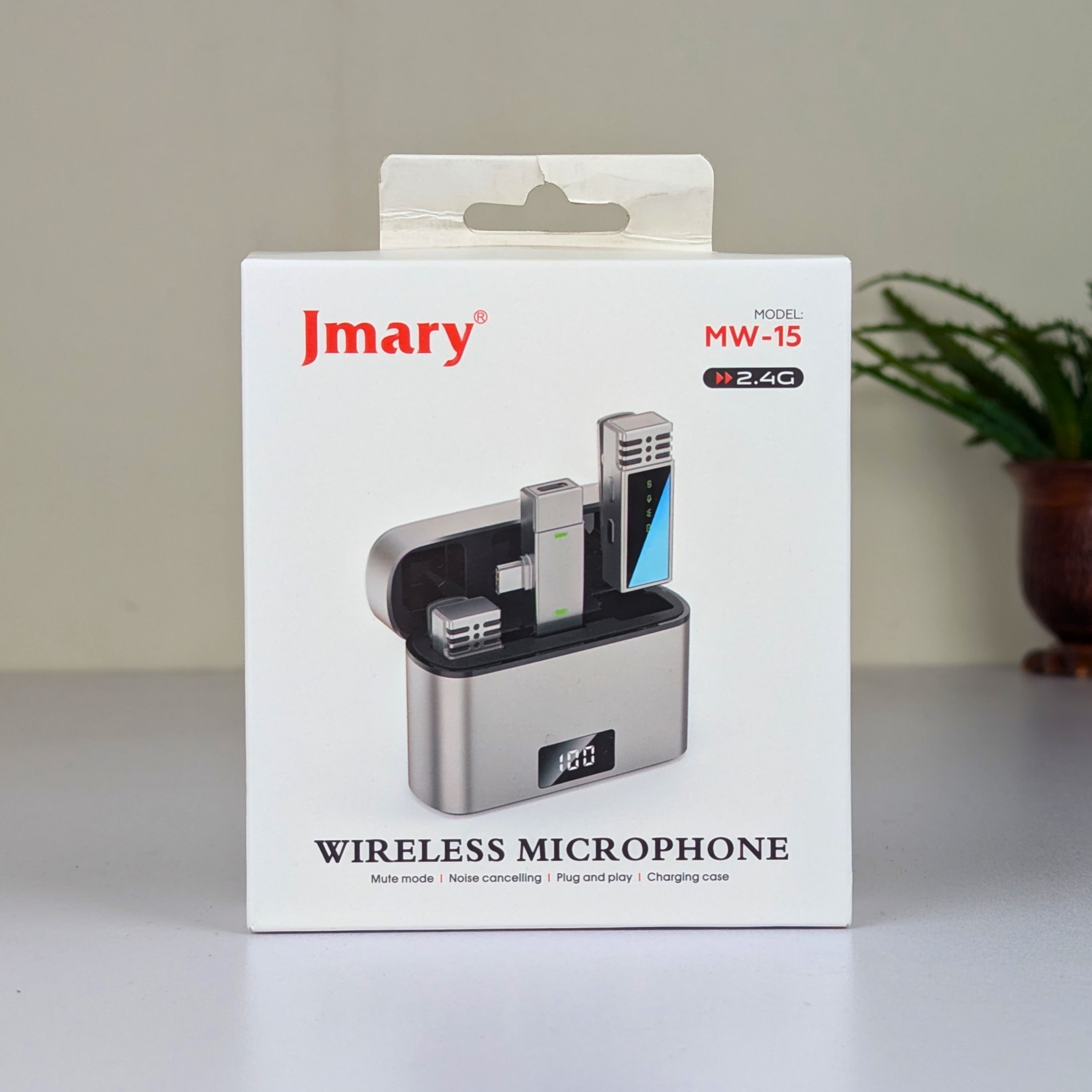 Jmary MW-15 2.4G Dual Wireless Lavalier Microphone – Type-C Plug & Play Mic with 48H Battery Charging Case, 20M Range & Low Latency for Mobile Vlogging & Interviews