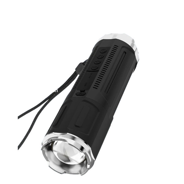 Deepartner Portable Bluetooth Outdoor Speaker – Wireless Mini Speaker with Zoomable Flashlight, 4 Dimming Modes, FM Radio & Long-Lasting Battery (140g)