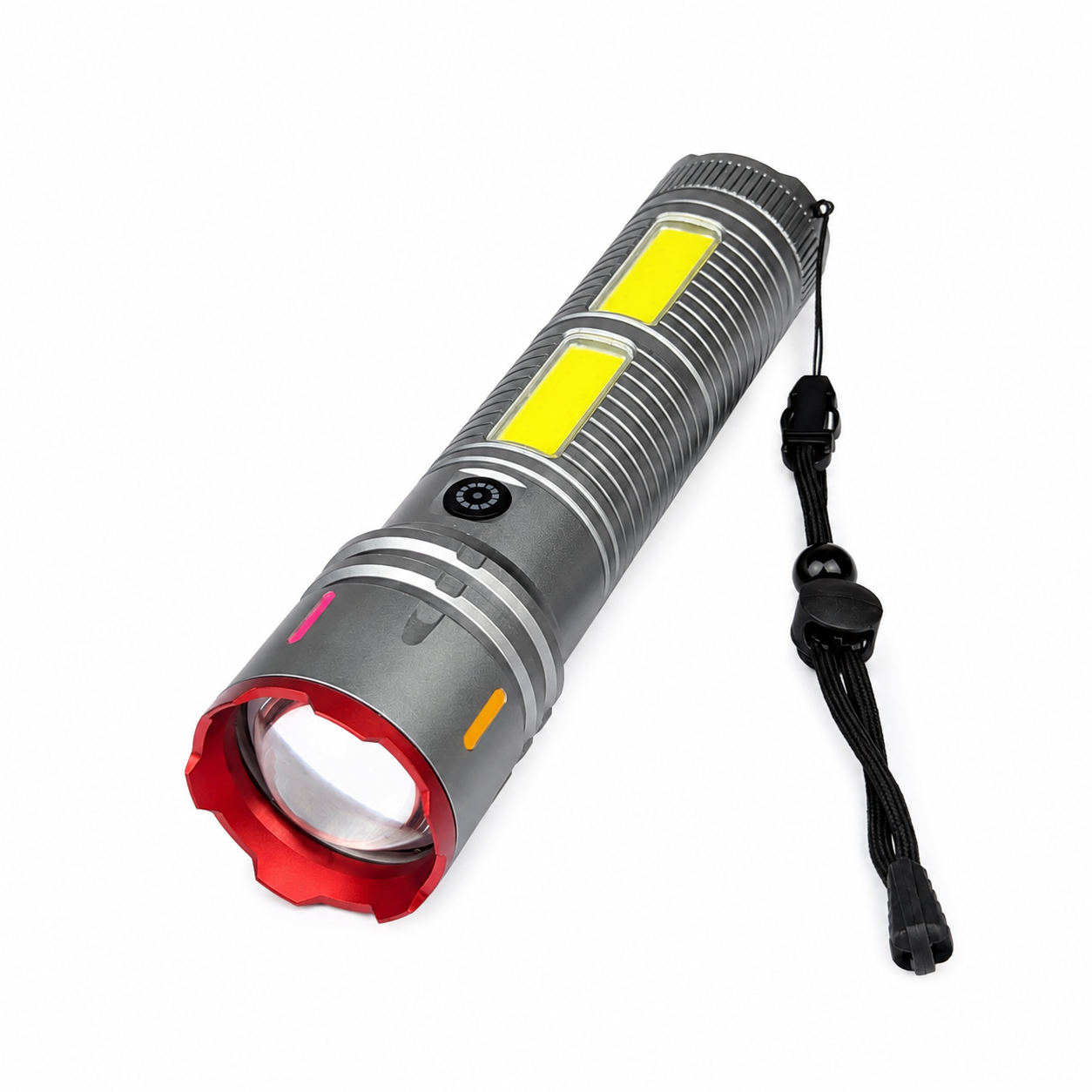 Laser Cannon X03 Metal Tactical Flashlight – High-Power Long-Lasting LED Torch with Built-In Power Bank & Durable Metal Body (8.5 Inch, 445g)