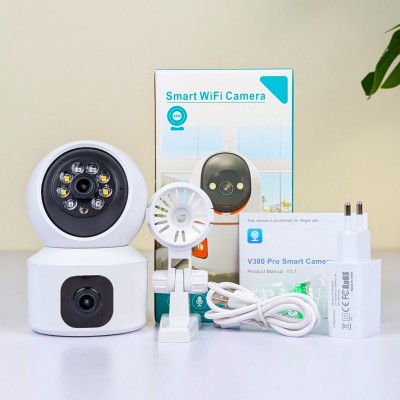 V380 Pro Dual Lens 1080P WiFi Security Camera – Rotatable 360-Degree Wireless Indoor CCTV with Smart AI Motion Tracking, Night Vision & Two-Way Audio (Model: V9L)