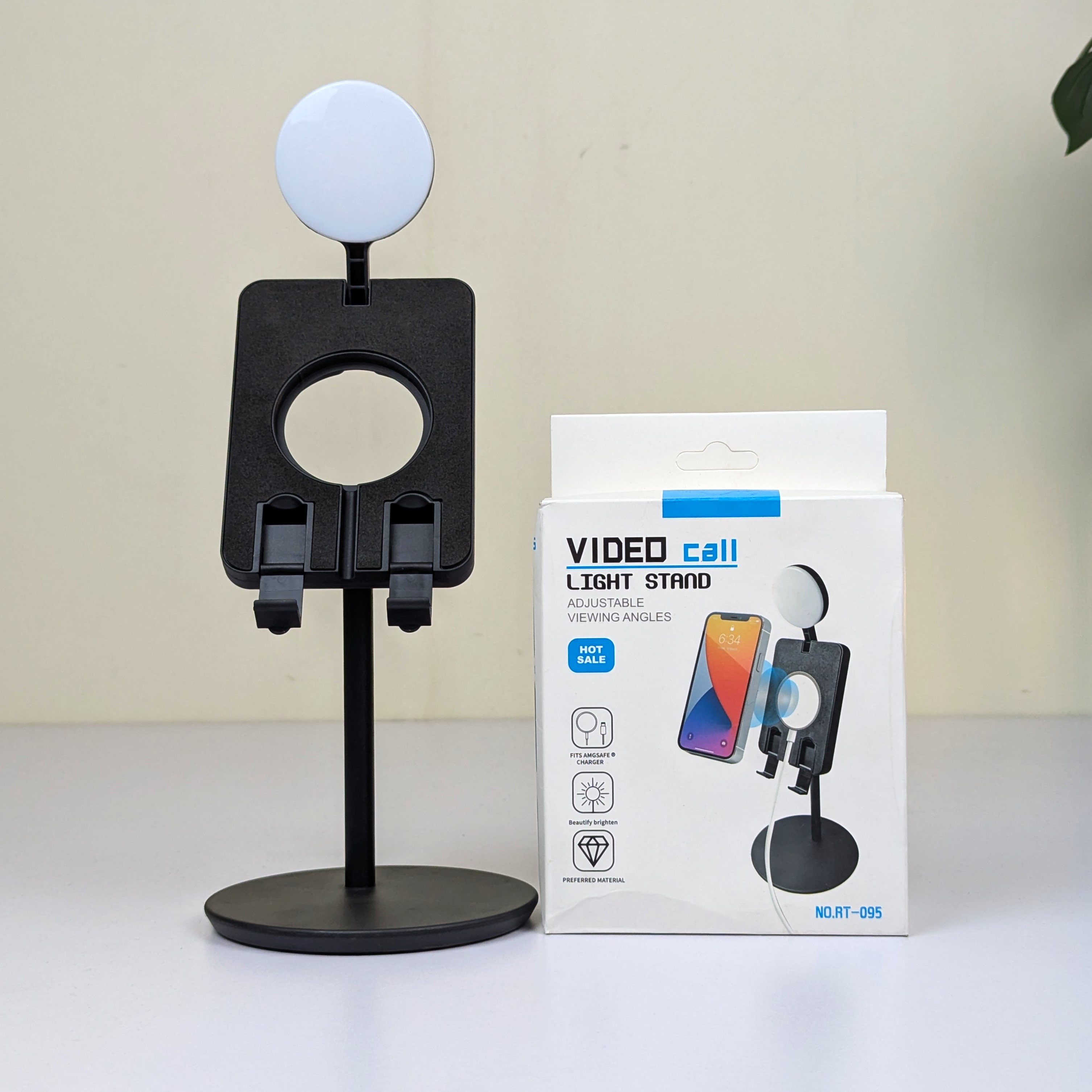 Video Call Light Stand – Adjustable Desktop Ring Light with Phone Holder for Live Streaming, Online Meetings, TikTok & Video Recording