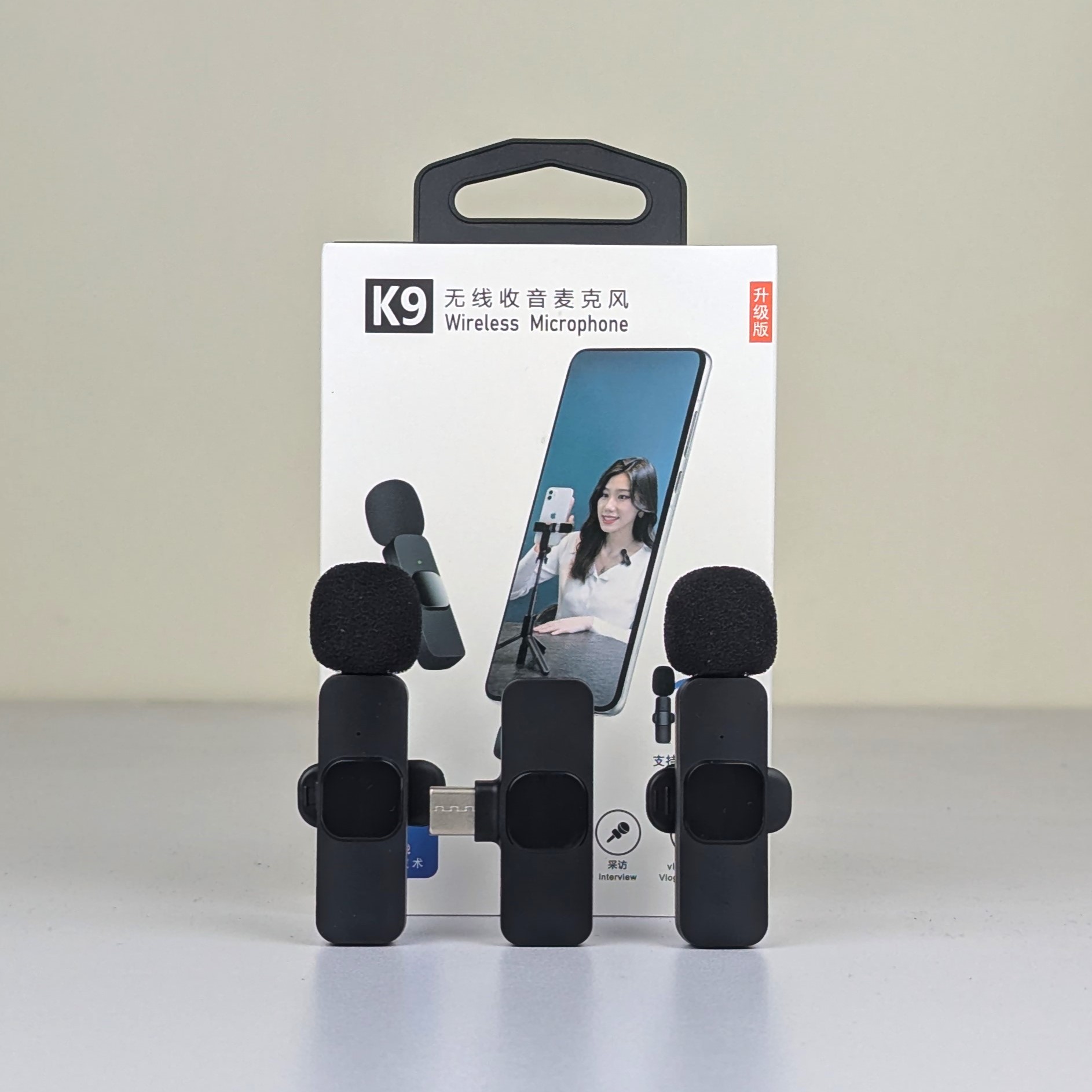 Wireless K9 Lavalier Microphone – 2.4GHz Clip-On Mic with 9ms Ultra-Low Latency, 20M Range, Intelligent Noise Reduction & 10H Battery for Mobile & Camera